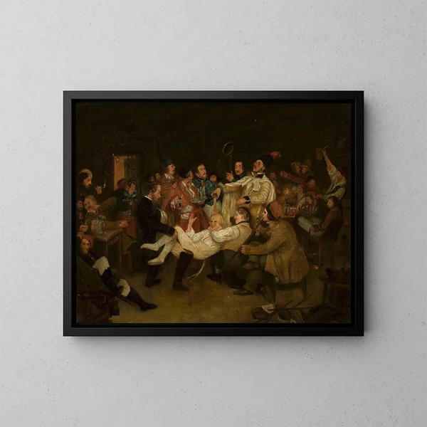 van de studenten die spelen - Antoni Piotrowski — ingelijst kunstwerk aan de muur