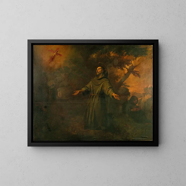 Sint Franciscus ontvangt de stigmas - Antoni Viladomat — ingelijst kunstwerk aan de muur