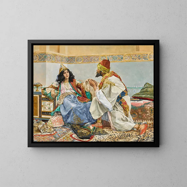 Een cadeau voor de favoriet - Antonio Fabrés — ingelijst kunstwerk aan de muur
