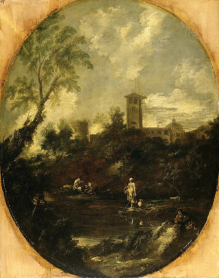 Antonio Francesco Peruzzini - Landscape with Monks Pilgrim and Peasant Woman.webp