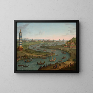 Antonio Joli - A capriccio with the French Ambassador approaching the King of Siams Palace in a state barge in October 1685.webp