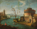 Een grillig rivierlandschap in Italiaanse stijl - Antonio Joli — weergave van het kunstwerk