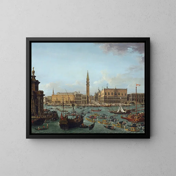 van de Processie van gondels in de Bacino di San Marco, Venetië - Antonio Joli — ingelijst kunstwerk aan de muur