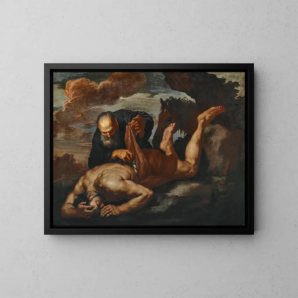 De Goede Samaritaan - Antonio Zanchi — ingelijst kunstwerk aan de muur