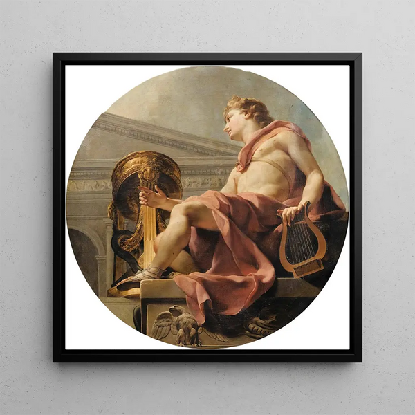 Apollon assis tenant une lyre devant une Athénienne et un serpent - Charles-André van Loo