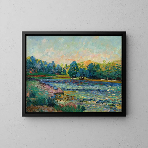 Rivieroevers - Armand Guillaumin — ingelijst kunstwerk aan de muur