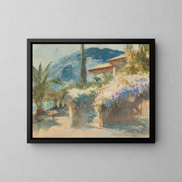 Mediterrane tuin scène - Armand Point — ingelijst kunstwerk aan de muur