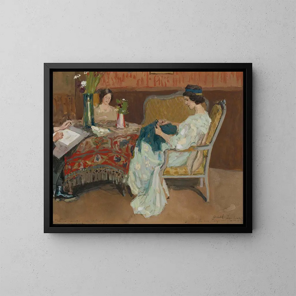 Familiescène - Arnold Borisovich Lakhovsky — ingelijst kunstwerk aan de muur