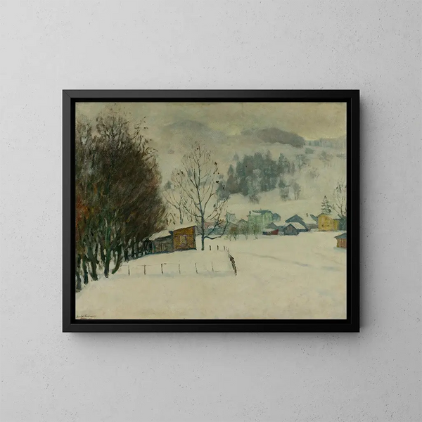 Landschapschilderij in de mist - Arnold Borisovich Lakhovsky — ingelijst kunstwerk aan de muur