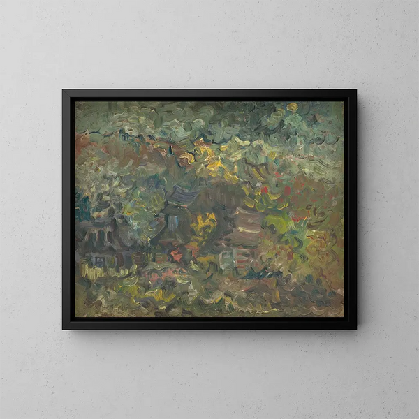 Kleine huizen bij het bos - Arnold Peter Weisz-Kubínčan — ingelijst kunstwerk aan de muur