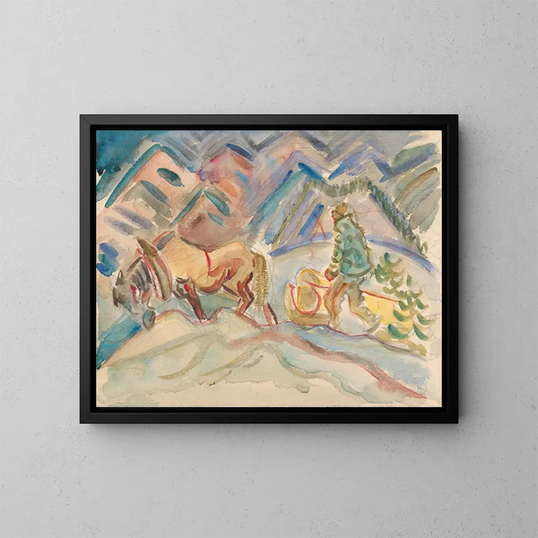 Transport de bois - Arnold Peter Weisz-Kubínčan — ingelijst kunstwerk aan de muur