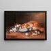 van een kat met drie kittens - Arthur Alfred Brunel de Neuville — ingelijst kunstwerk aan de muur