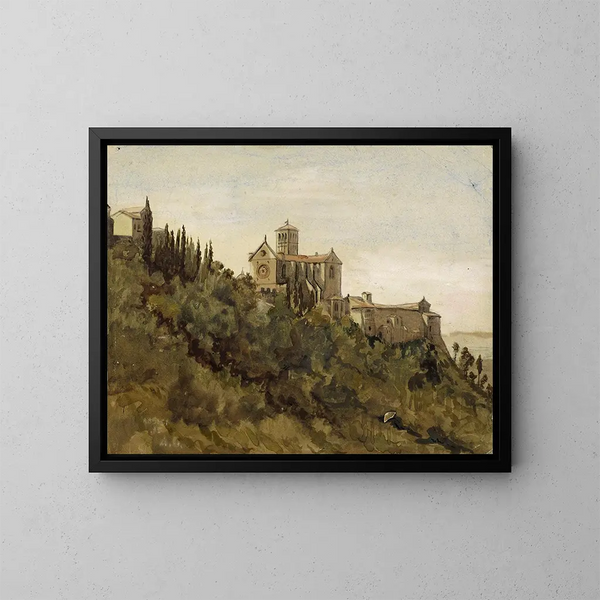 La colline d'Assise - Arthur Joseph Gueniot — ingelijst kunstwerk aan de muur
