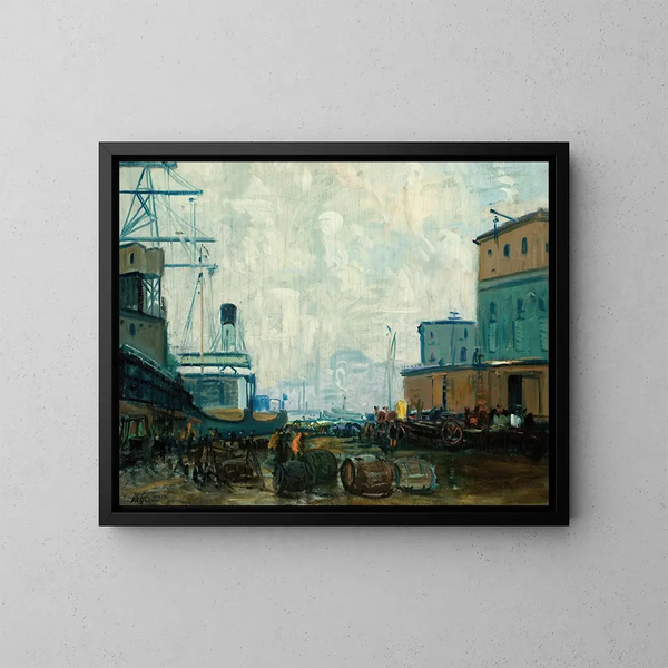 Havenaanzicht in Boston - Arthur Clifton Goodwin — ingelijst kunstwerk aan de muur