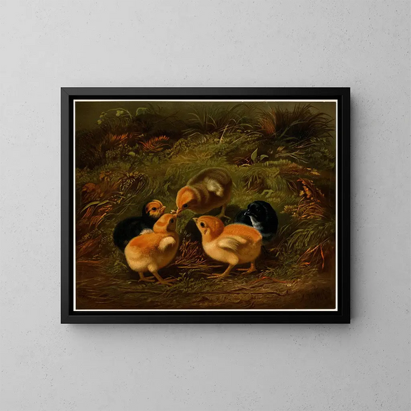 Kippen - Arthur Fitzwilliam Tait — ingelijst kunstwerk aan de muur