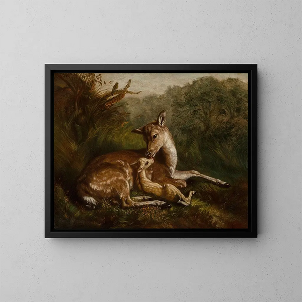 Hert en jong - Arthur Fitzwilliam Tait — ingelijst kunstwerk aan de muur