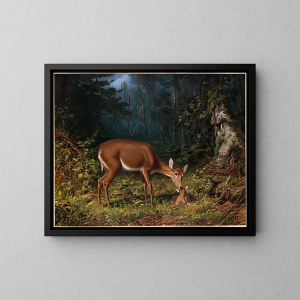 Moederliefde - Arthur Fitzwilliam Tait — ingelijst kunstwerk aan de muur