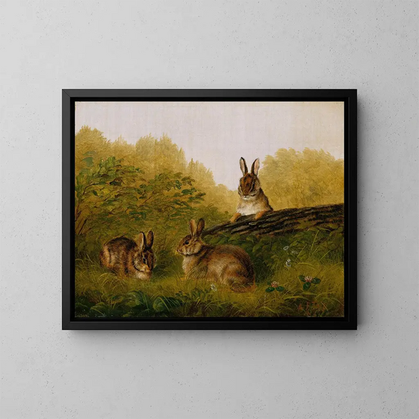 van Lapins sur une bûche - Arthur Fitzwilliam Tait — ingelijst kunstwerk aan de muur