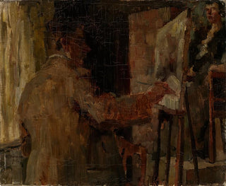 Wilhelm Trübner in het atelier - Arthur Grimm — weergave van het kunstwerk