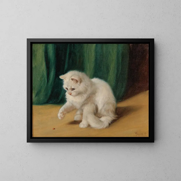 Chat met lieveheersbeetje - Arthur Heyer — ingelijst kunstwerk aan de muur