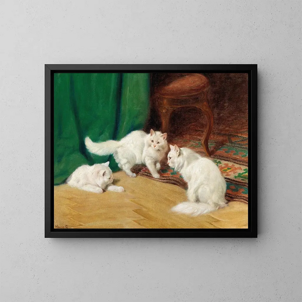 Gesprek tussen de katten - Arthur Heyer — ingelijst kunstwerk aan de muur
