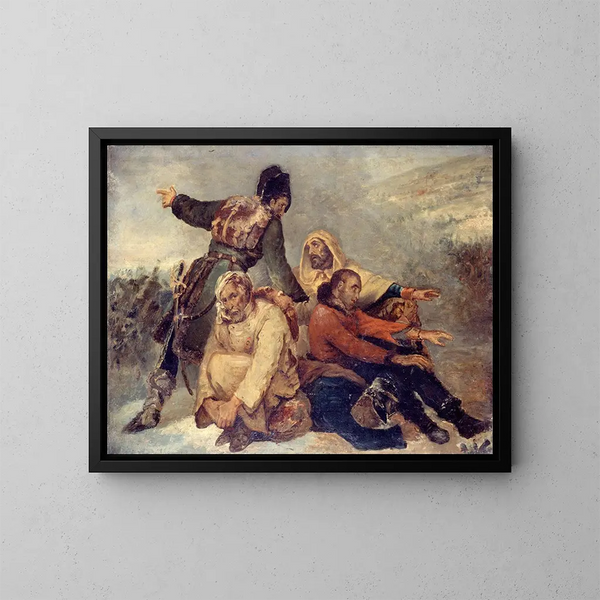 Vier soldaten van het leger op de vlucht - Ary Scheffer — ingelijst kunstwerk aan de muur