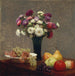 Asters en fruit op een tafel - Henri Fantin-Latour — weergave van het kunstwerk