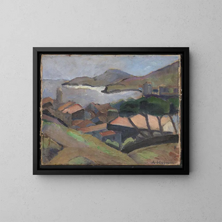 Uitzicht op Collioure - Astrid Holm — ingelijst kunstwerk aan de muur