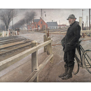 Attente du train, passage à niveau de l'autoroute de Roskilde - Laurits Andersen Ring | Reproduction Tableau Décoration murale affiche copie