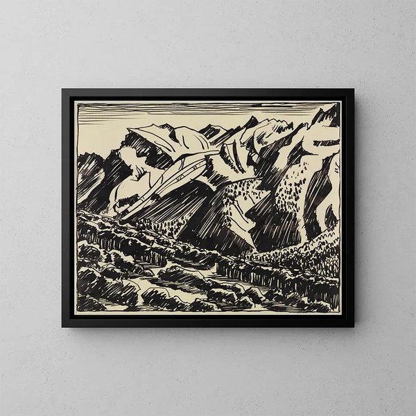 Bergell berglandschap schilderij - August Babberger — ingelijst kunstwerk aan de muur