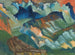 Mountain Landscape Painting with Red Sky - August Babberger — artwork view