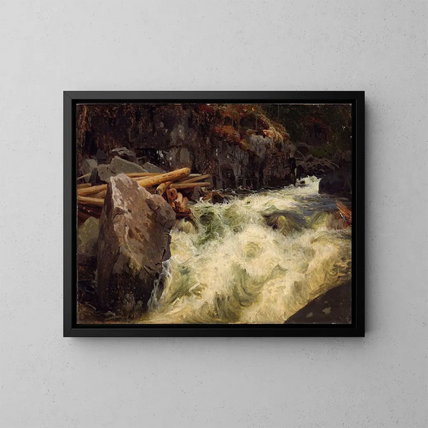 Studie van een waterval - August Cappelen — ingelijst kunstwerk aan de muur
