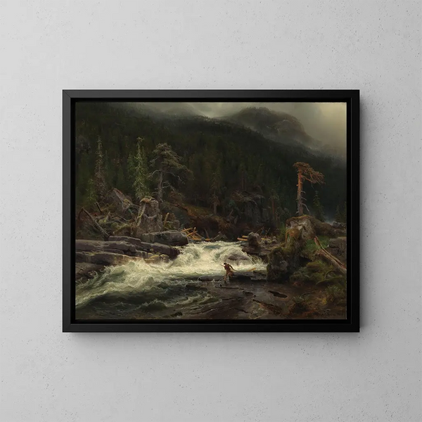 Cascade en Telemark - August Cappelen — ingelijst kunstwerk aan de muur
