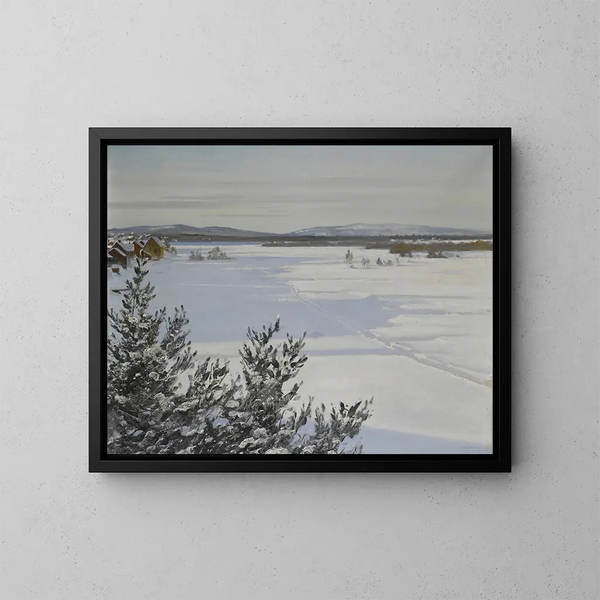 Sneeuwlandschap - August Hagborg — ingelijst kunstwerk aan de muur