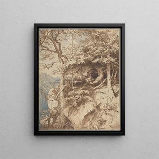 August Leopold Venus - Hunters in an Outlook on a Mountain.webp