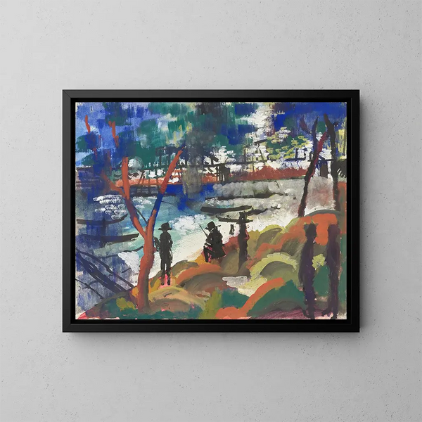 Vissers aan de rivier - August Macke — ingelijst kunstwerk aan de muur