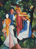 Vier meisjes - August Macke — weergave van het kunstwerk