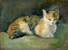 Chat op groene kussen I - August Macke — weergave van het kunstwerk