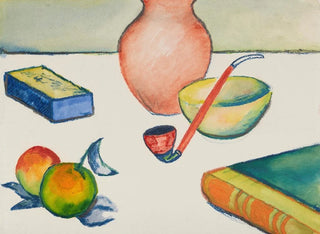 August Macke - Stilleben mit Pfeife und pfeln.webp