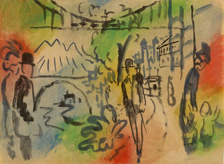 Promenade du bord de l'eau - August Macke — weergave van het kunstwerk