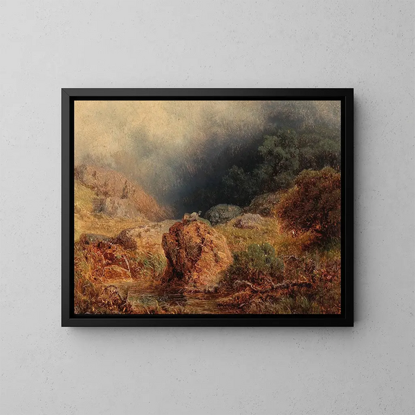 onweer op komst in de bergen - August Piepenhagen — ingelijst kunstwerk aan de muur