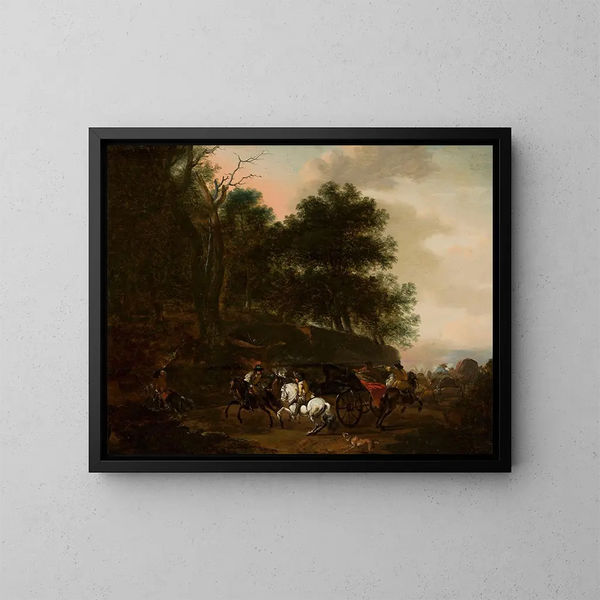 Aanval op reizigers - August Querfurt — ingelijst kunstwerk aan de muur