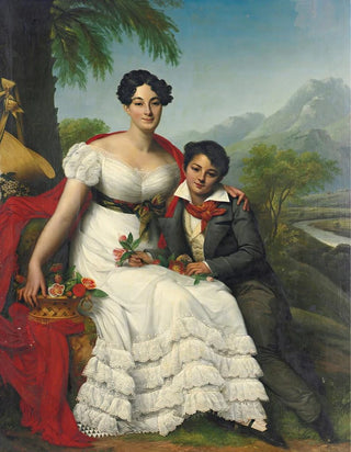 August Riedel - Portrait Of A Lady And Her Son.webp
