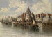 uitzicht op een havenstad - August von Siegen — weergave van het kunstwerk