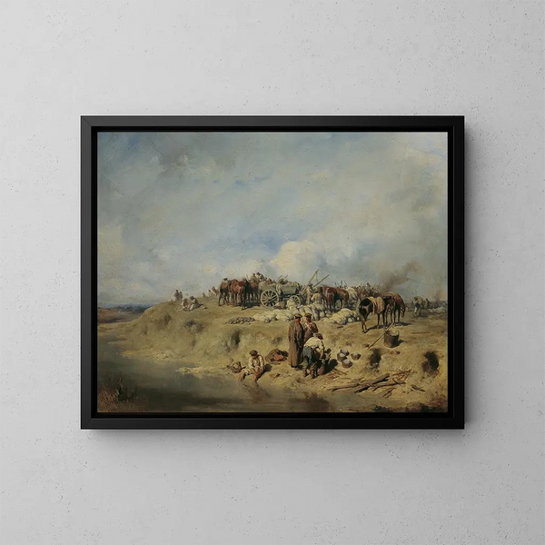 Bivouac de soldats russes - August von Pettenkofen — ingelijst kunstwerk aan de muur