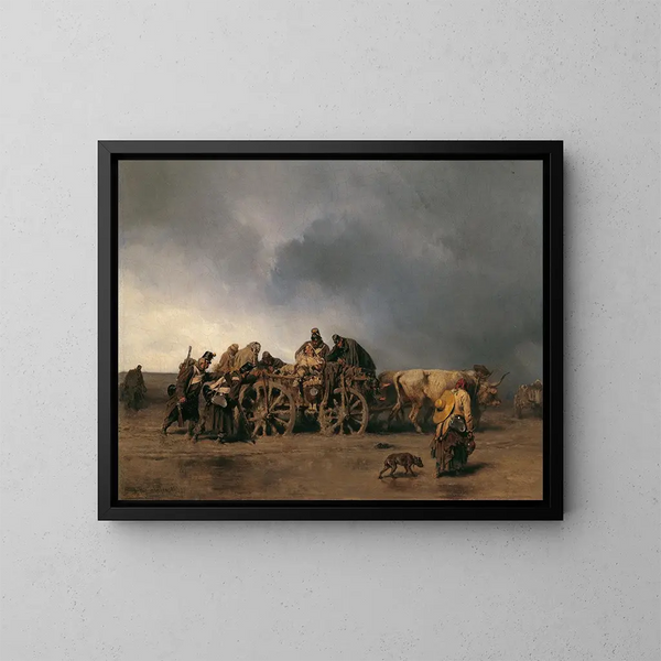 Het transport van de gewonden I - August von Pettenkofen — ingelijst kunstwerk aan de muur