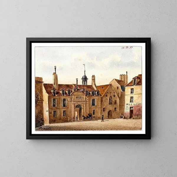 L'Ancien Hôpital de la Pitié Rue Lacépède - Auguste Sébastien Bénard — ingelijst kunstwerk aan de muur