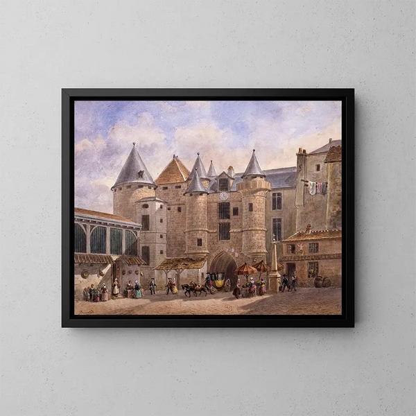 Le Grand Châtelet uit de 18e eeuw - Auguste Sébastien Bénard — ingelijst kunstwerk aan de muur