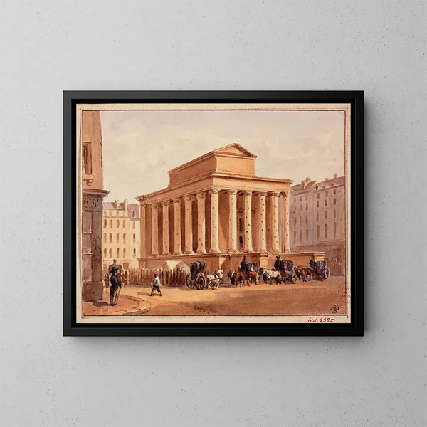 van het Monument ter herdenking van de hertog van Berry op de locatie van het oude Opera-theater - Auguste Sébastien Bénard — ingelijst kunstwerk aan de muur