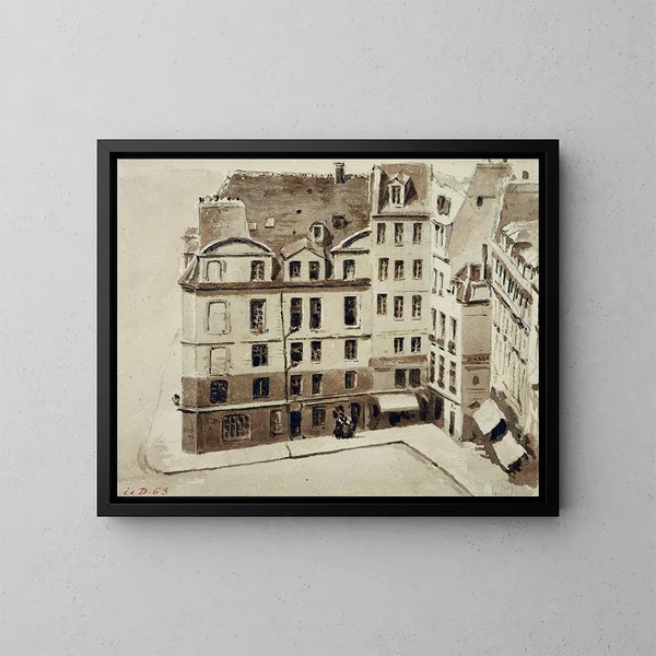 Place du Marché Neuf - Auguste Sébastien Bénard — ingelijst kunstwerk aan de muur